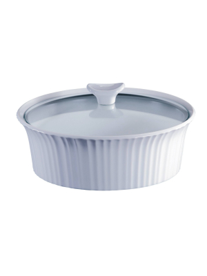 Corningware French White 2.5qt Round Ceramic Casserole With Glass Cover