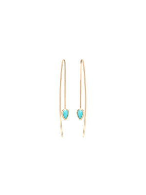 14k Turquoise Teardrop Wire Earrings