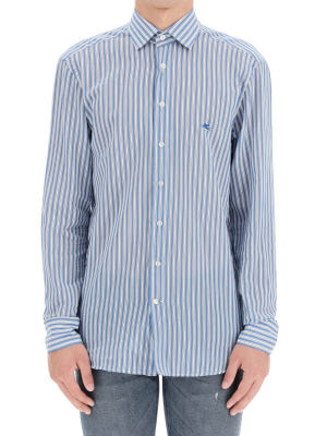 Etro Logo Embroidered Striped Shirt