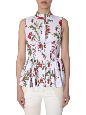 Alexander Mcqueen Poppy Print Blouse