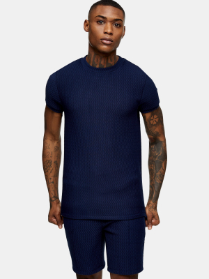 Navy Textured T-shirt