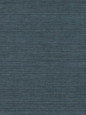 Plain Grass Wallpaper In Deep Blue From The Grasscloth Ii Collection By York Wallcoverings