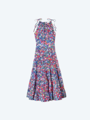 The High Neck Tiered Maxi Dress - Painted Meadows
