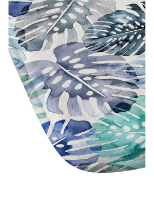 Ninola Design Tropical Jungle Leaves Memory Foam Bath Mat Blue - Deny Designs