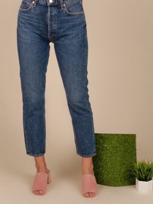 Riley High Rise Straight Crop Jean In Air Blue