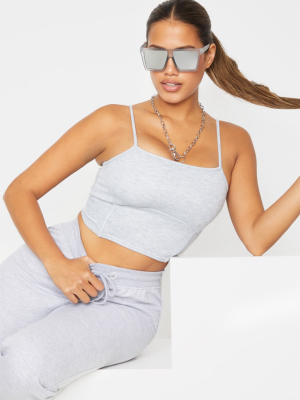 Shape Grey Sweat Corset Detail Strappy Crop Top