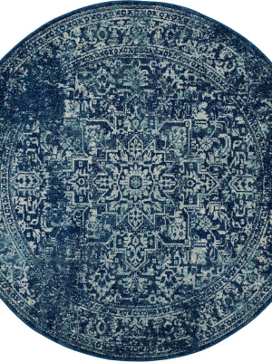 Evoke Oriental Navy/ivory Round Rug