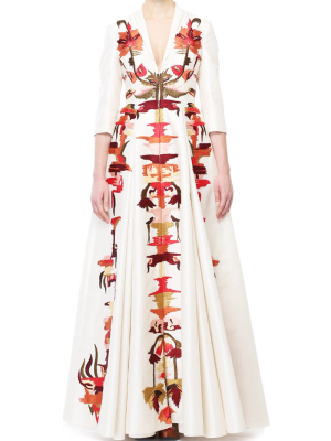 Abstract Embroidery Gown