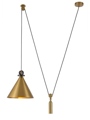 Brass Cone Counterweight Pendant Light
