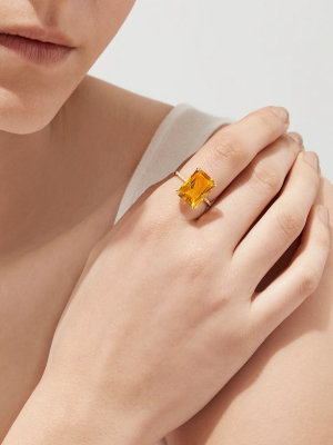 Effy Sunset 14k Yellow Gold Citrine And Diamond Ring, 6.72 Tcw