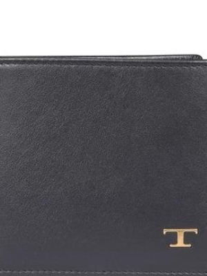 Tod's T Logo Plaque Bi-fold Wallet