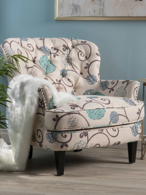 Tafton Floral Club Accent Chair - Christopher Knight Home