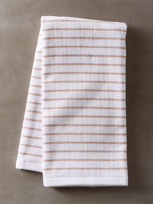 White And Copper Pinstripe Terry Dishtowel