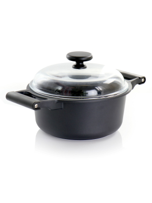 Gibson Home Venus 5 Quart Casserole With Borosilicate Glass Lid In Black