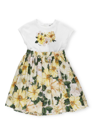 Dolce & Gabbana Kids Camellia Print Midi Dress