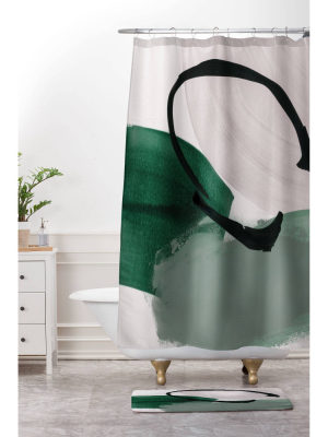 Iris Lehnhardt Minimalist Painting Shower Curtain Green - Deny Designs