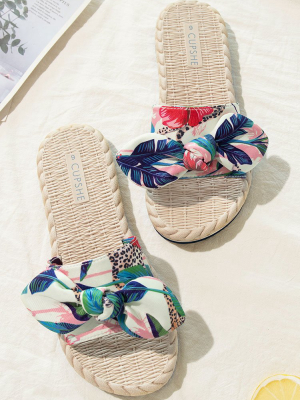 Spring Fling Tropical Bow Knot Slide Sandals