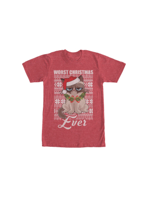 Men's Grumpy Cat Ugly Christmas Worst Ever T-shirt