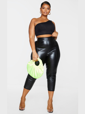 Plus Daysha Black Cropped Faux Leather Pants