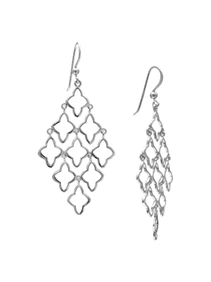 Women's Sterling Silver Drop Kite Earrings - Silver (53mm)