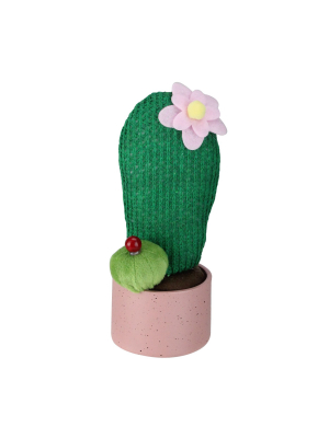 Northlight 7.5" Plush Cactus In Pot Artificial Plant Decoration - Green/pink