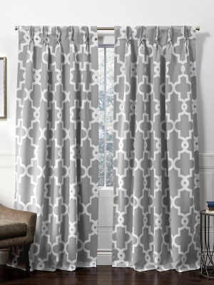 Ironwork Pinch Pleated Blackout Window Curtain Panels - Exclusive Home