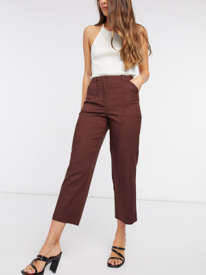 Y.a.s Cropped Tailored Pants In Brown