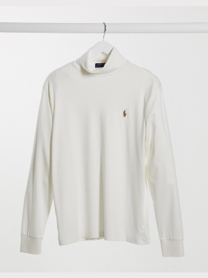 Polo Ralph Lauren Roll Neck In Cream With Small Logo