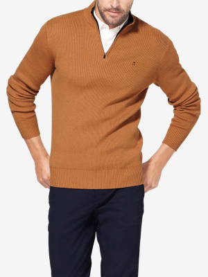 Second Skin Knit Rib Quarter Zip Sweater