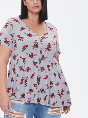 Plus Size Floral Print Top