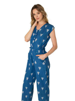 Cobalt Ikat Jumpsuit