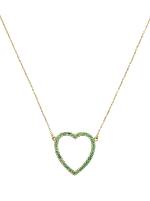 Emerald Large Open Heart Necklace