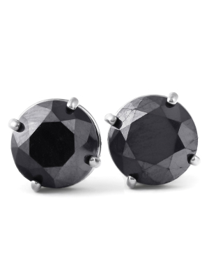 Pompeii3 2ct 14k Black Gold Round Black Diamond Screw Back Studs Earrings