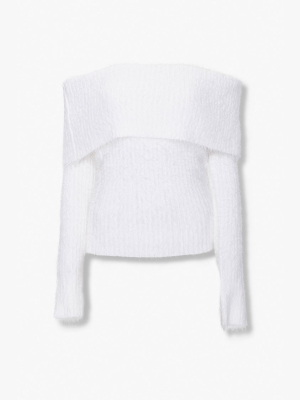 Foldover Off-the-shoulder Sweater