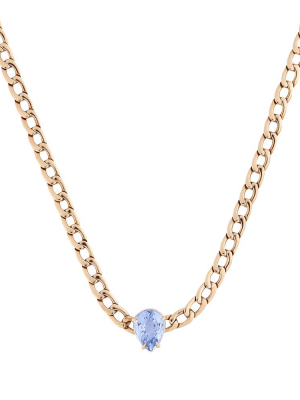 18k Gold Chain Necklace With Sapphire