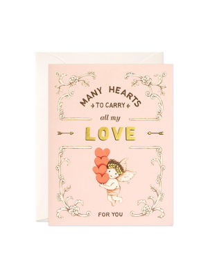 Cupid & Many Hearts Card