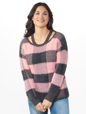 Westport Eyelash Cutout Neck Pullover Sweater