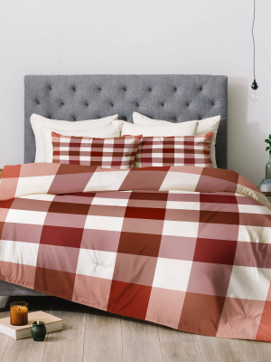 Harvest Plaid Terracotta Comforter Set - Deny Designs