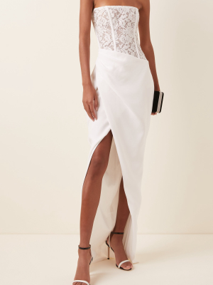 Exclusive Strapless Chantilly Lace Midi Dress