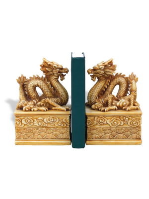 Dragon Ivory Bookends/set Of 2 8"h