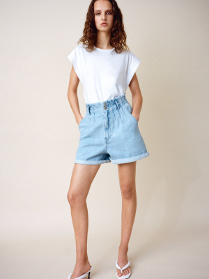 Paperbag Waist Denim Shorts Trf