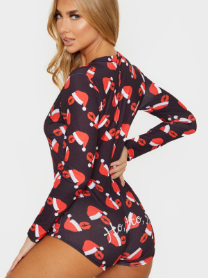 Black Ho Ho Ho Pj Romper