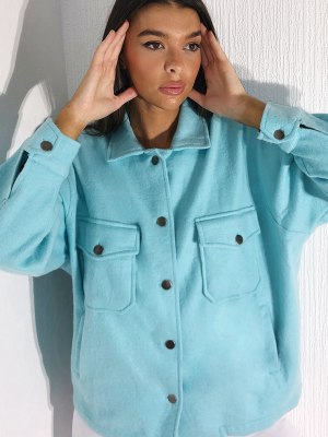 Turquoise Pocket Front Shacket