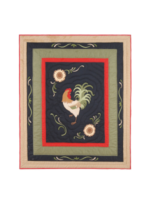 C&f Home Harvest Rooster Cotton Quilted Throw