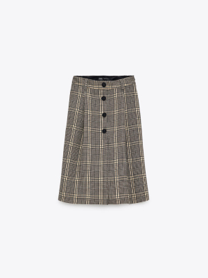 Plaid Split Skirt