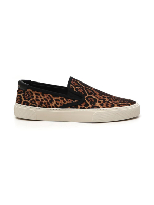 Saint Laurent Venice Leopard Print Slip-on Sneakers