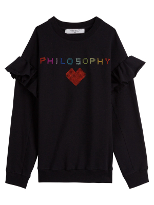 Philosophy Di Lorenzo Serafini Kids Logo Cross Stitch Ruffled Sweatshirt