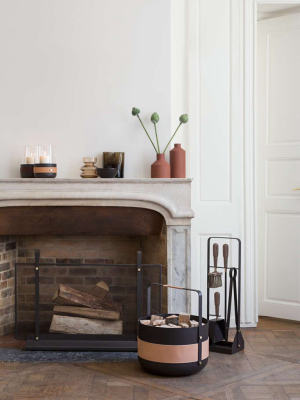 Emma Fireplace Tool Set With Brass Details In Black By Eldvarm