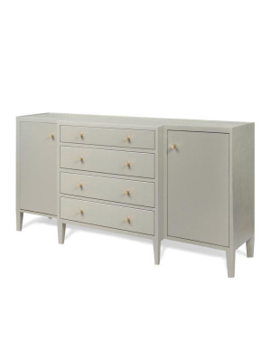 Jarin Deep Drawer Buffet Light Gray Faux Belgian Linen