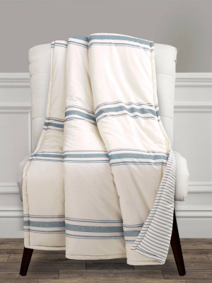 Lush Décor 50"x60" Farmhouse Stripe Throw Blanket Blue